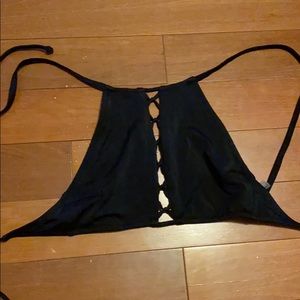 black halter top PINK bikini top